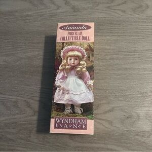 NIB Porcelain Doll "Amanda" Wyndham Lane Pink Blue Eyes 4497